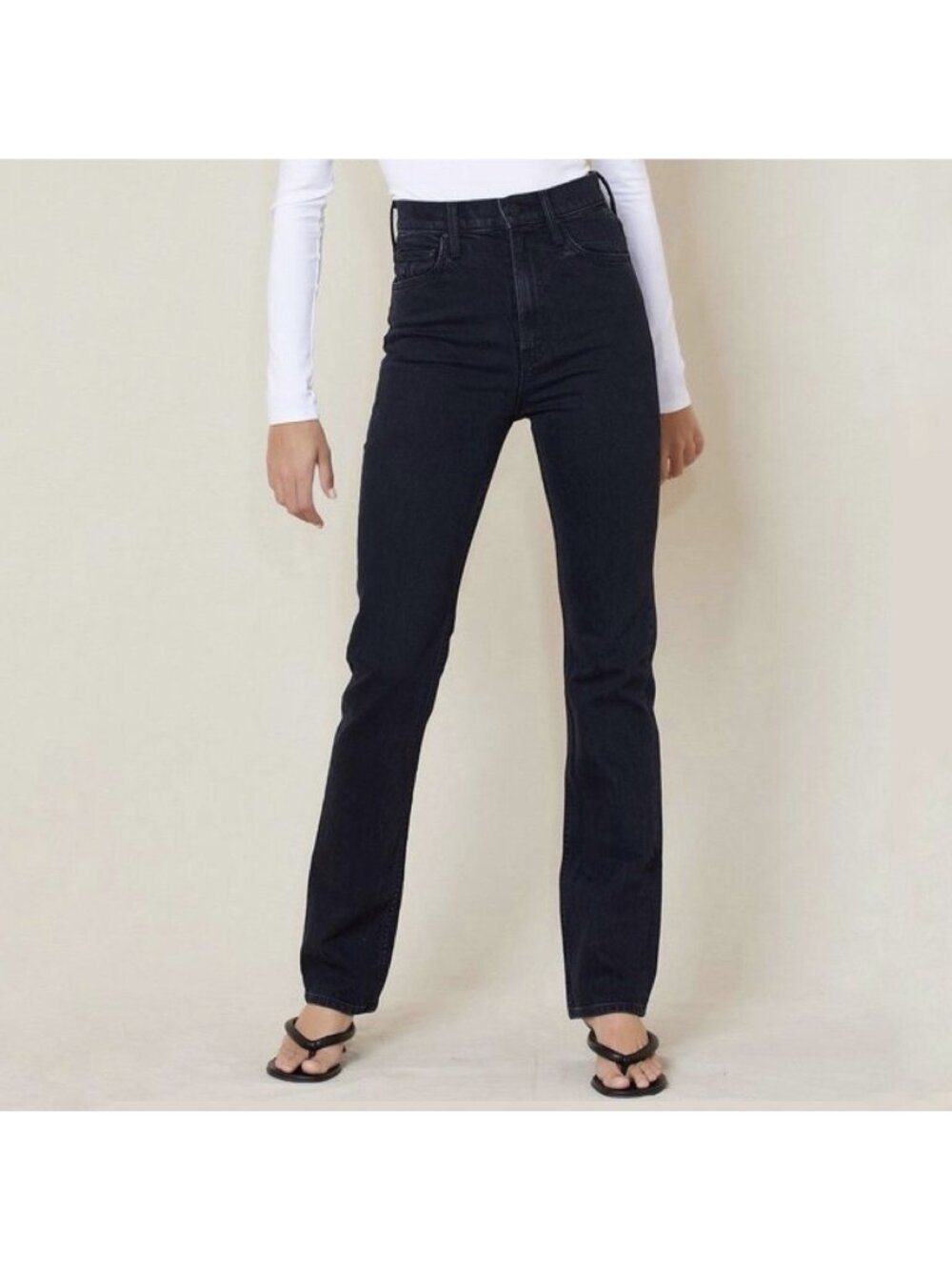 NEW Mother High Waisted Rider Skimp Straight Jeans Black Who's Sorry Now Size 30